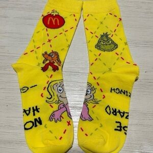 Yellow Cartoon Character Socks